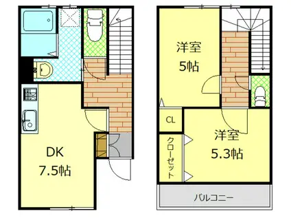 ヴィブレ エスペランサ(2DK/1階)の間取り写真