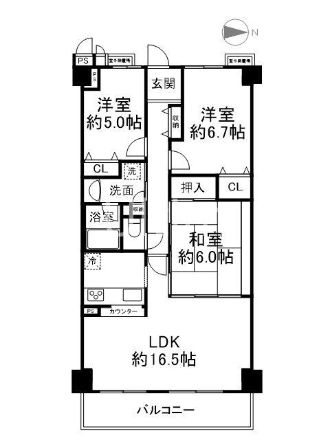 イトーピア宇治グランヒルズ(3LDK/6階)の間取り写真