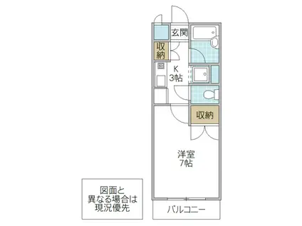 ビバリーヒルズ松本(1K/2階)の間取り写真