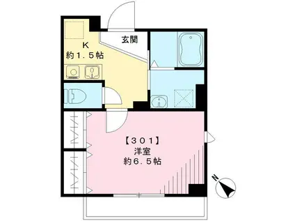 ルート・エイ(1K/3階)の間取り写真