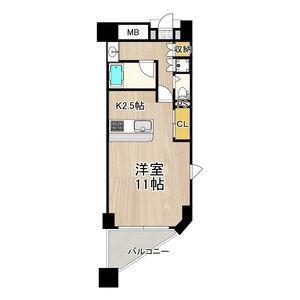 CITY SPIRE上町台(1K/4階)の間取り写真
