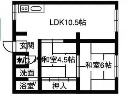 尾瀬コーポ(2LDK/2階)の間取り写真