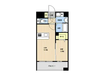 KL天神南(1LDK/7階)の間取り写真