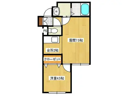 プリメーラ(1DK/2階)の間取り写真