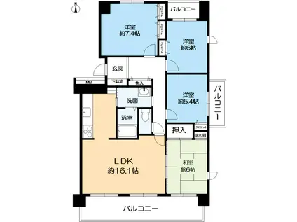 セレノ藤原台G棟(4LDK/9階)の間取り写真
