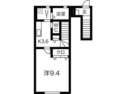 EL ALIVIO D棟(1K/2階)の間取り写真