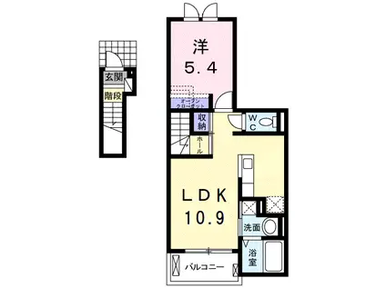エレガン(1LDK/2階)の間取り写真