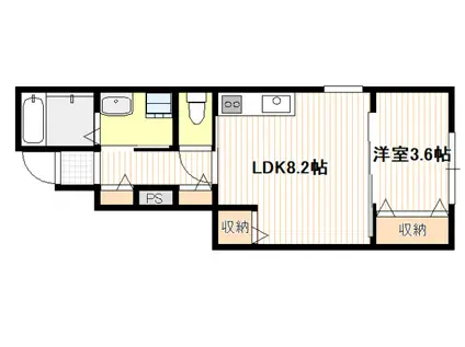 ブロギ―南栄(1LDK/1階)の間取り写真