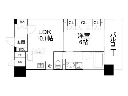 リーガル四ツ橋立売堀II(1LDK/7階)の間取り写真