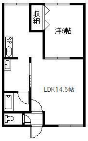 シティハイム南1条(1LDK/2階)の間取り写真