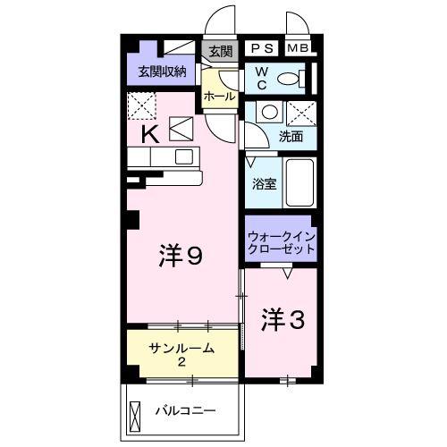 グランツ・ブルI(1LDK/1階)の間取り写真