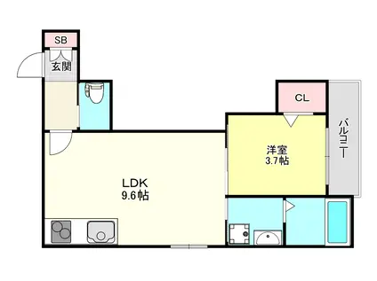 アーバンヴィラ平野(1LDK/3階)の間取り写真