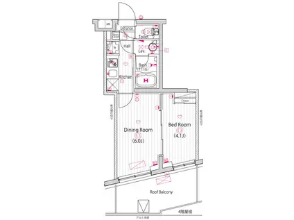 ガーラ・ステーション川崎久地(1DK/5階)の間取り写真