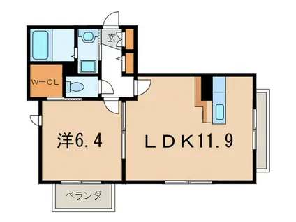 シャーローム芦屋西(1LDK/2階)の間取り写真