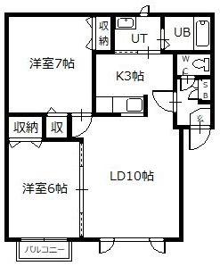 フロンテージA/B(2LDK/1階)の間取り写真