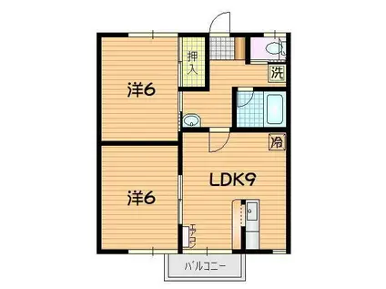 コーポフジサワⅡ(2LDK/2階)の間取り写真