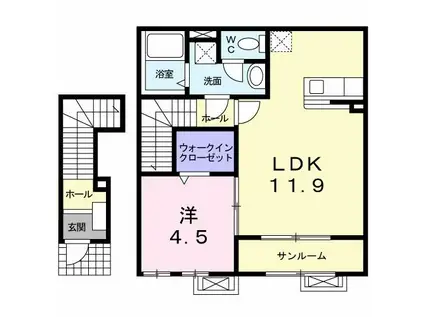 ブランリュエルII(1LDK/2階)の間取り写真