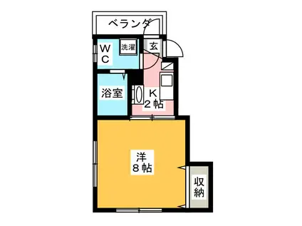 ビナハリー宮崎台(1K/2階)の間取り写真