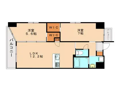 ウィングス里中(2LDK/3階)の間取り写真