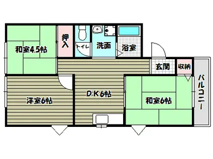 グリーンヒル小金台(3DK/2階)の間取り写真