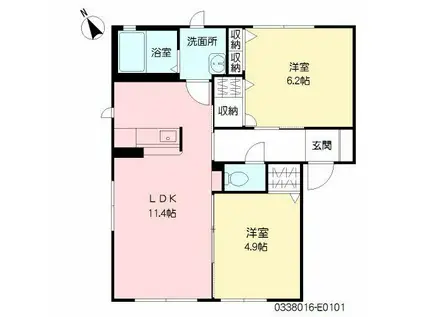 ガーデンコート V棟(2LDK/1階)の間取り写真