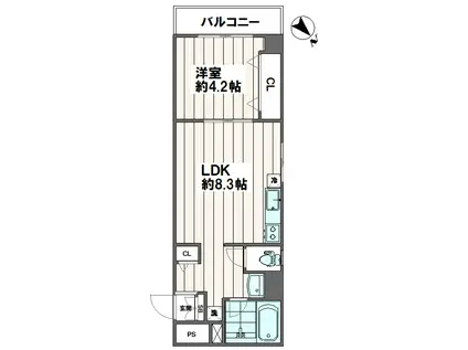 ギターセンタービル(1LDK/9階)の間取り写真