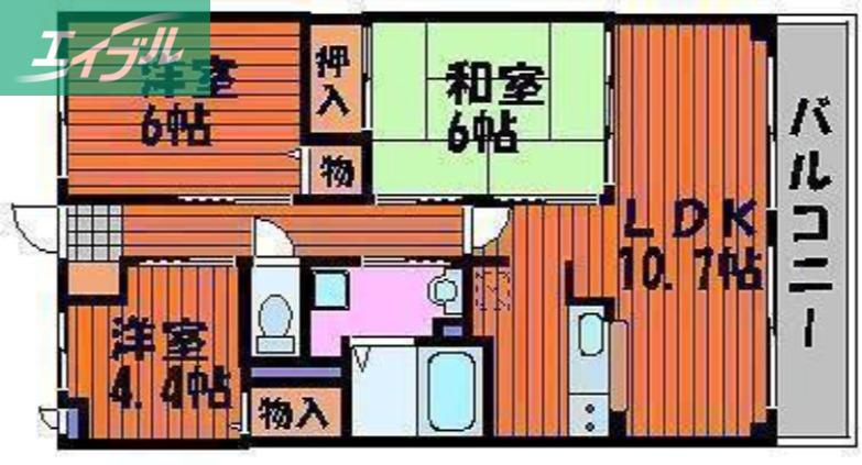 フィオーレ(3LDK/2階)の間取り写真