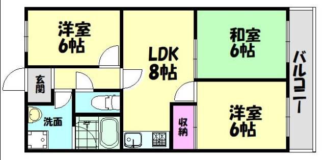 セラヴィ津久野(3LDK/4階)の間取り写真