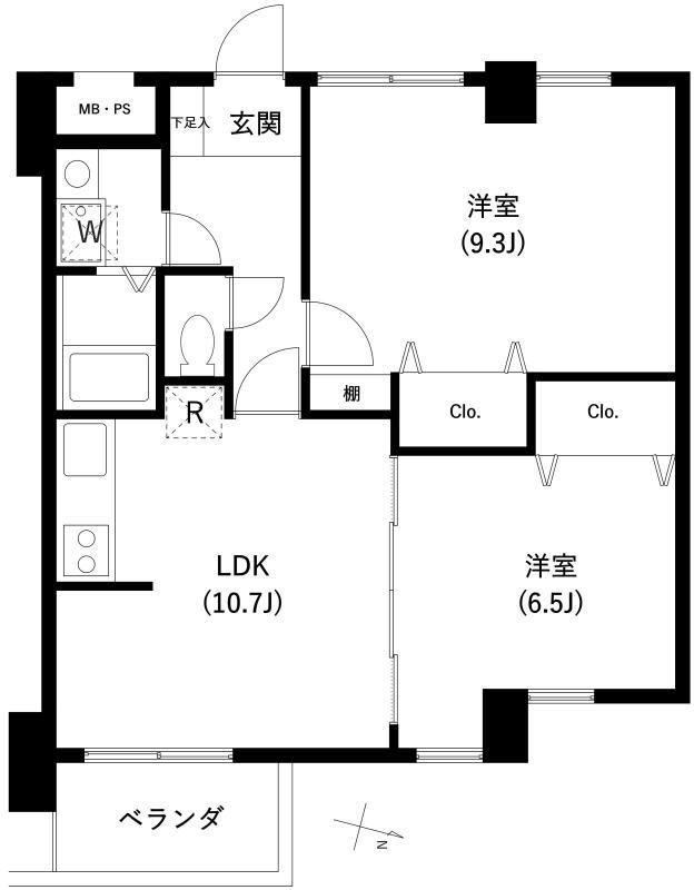 サンセゾンI(2LDK/5階)の間取り写真