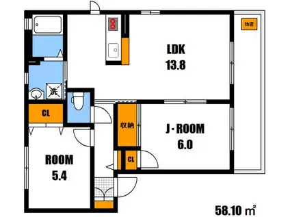 グランマスト安佐南A棟(2LDK/1階)の間取り写真