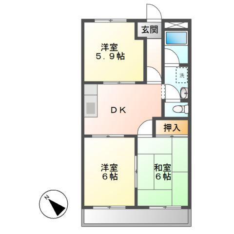 プレイスメゾン八光(3DK/2階)の間取り写真
