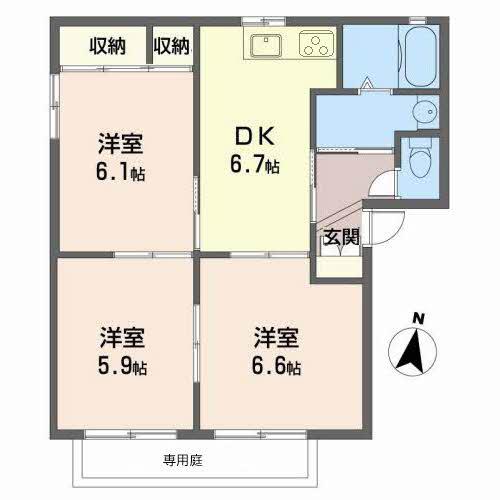 メイプルタウンIIA(3DK/1階)の間取り写真