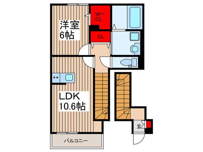 ヴィラ セレーノ(1LDK/1階)の間取り写真