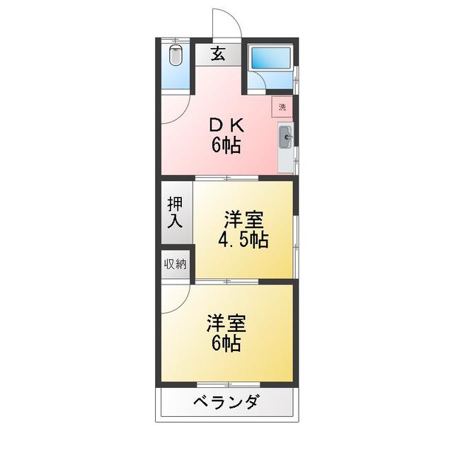 ヒロハウスA/B(2DK/1階)の間取り写真