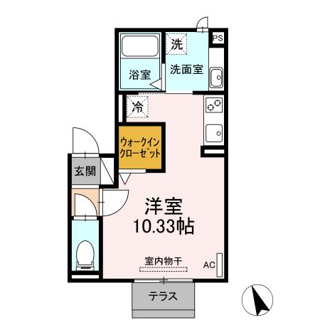 ヴィレッタ岡崎(ワンルーム/1階)の間取り写真