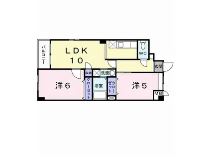 ディオーネ・ジ・エータイースト(2LDK/3階)の間取り写真