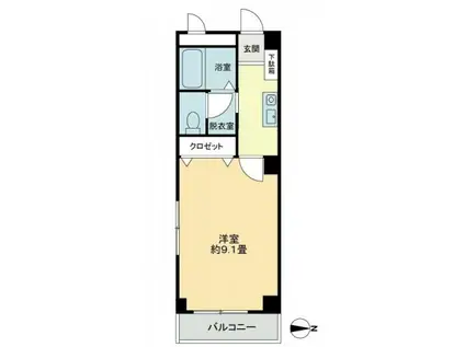 フォブール21・A(1K/2階)の間取り写真