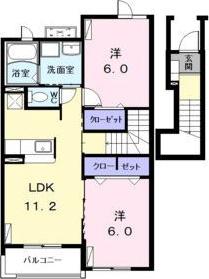 コンフォート江松II(2LDK/2階)の間取り写真
