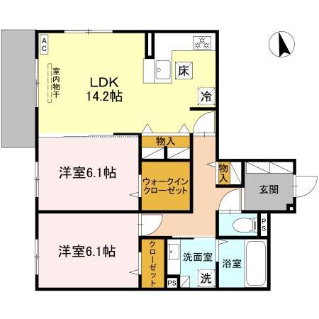 FIELD COURT(2LDK/1階)の間取り写真
