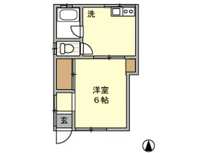 第5シンエイハイム(1K/1階)の間取り写真