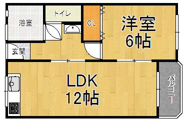 水畑マンション(1LDK/3階)の間取り写真
