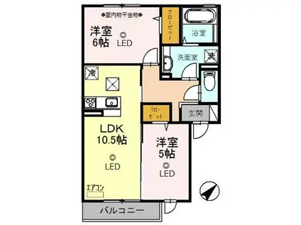 ヴィラ アリエッタ(2LDK/1階)の間取り写真