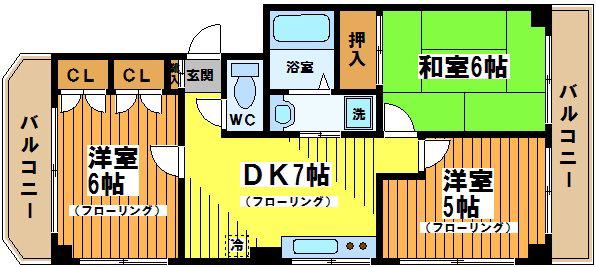 モンレーブ大町(3DK/4階)の間取り写真