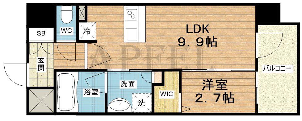 コンフォリア・リヴ南森町Q(1LDK/9階)の間取り写真