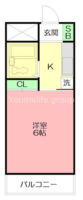 フリージア(ワンルーム/2階)の間取り写真