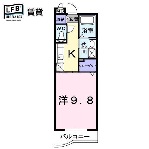 アッソレート・ポストII(1K/3階)の間取り写真