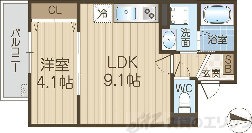 アート茨木(1LDK/1階)の間取り写真