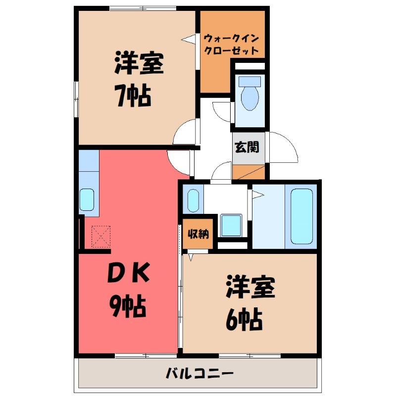 ヴィラフォレスタA(2DK/3階)の間取り写真