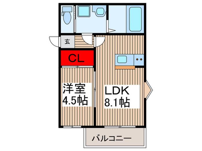 エクセレンテ秋津(1LDK/1階)の間取り写真
