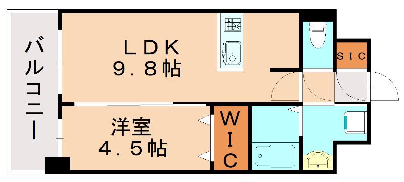 S-RESIDENCE中呉服(1LDK/6階)の間取り写真